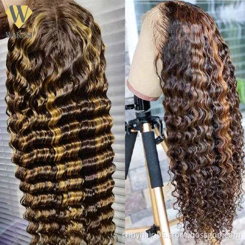 Highlight Ombre Brown Body Wave Lace Front Wig Pre Plucked Brazilian Lace Front Human Hair Wigs For Women Color #P4/27 #P4/30